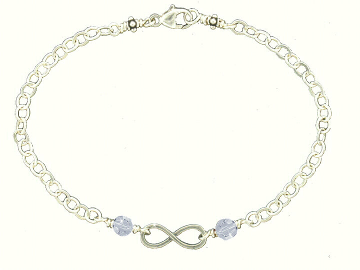 Sterling Silver Bead Imitation April Cable Link Infinity Bracelet