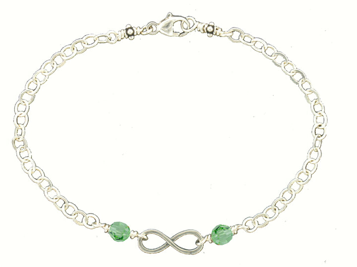 Sterling Silver Bead Imitation August Cable Link Infinity Bracelet