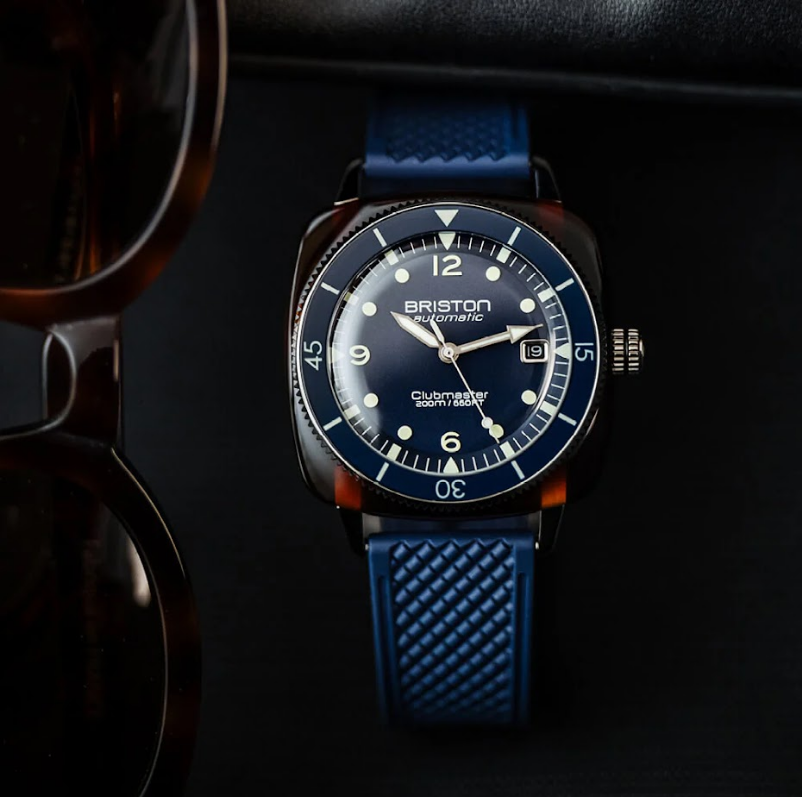 Briston Clubmaster Legend Blue Dial Stainless steel and tortoise shell acetate Case Automatic with Hours-Minutes-Date 241740.SA.T.15.FNB