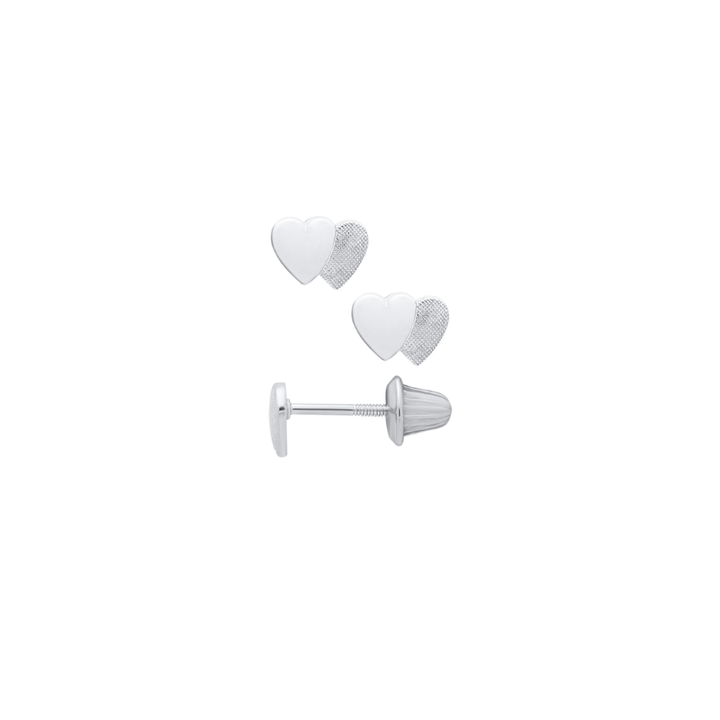 Kid's Double Heart Earrings, Sterling Silver