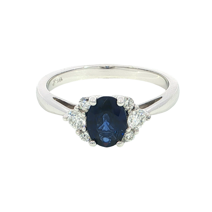 14k White Gold Oval Sapphire Ring