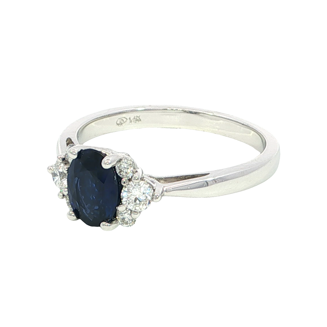 14k White Gold Oval Sapphire Ring