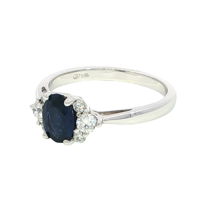 14k White Gold Oval Sapphire Ring