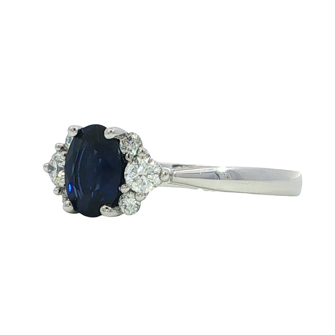 14k White Gold Oval Sapphire Ring