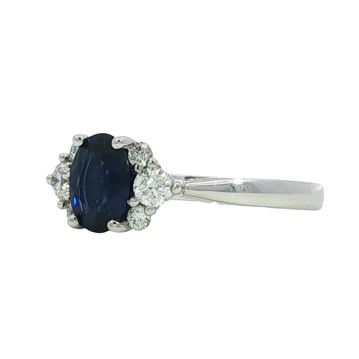 14k White Gold Oval Sapphire Ring