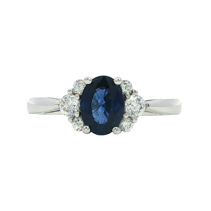14k White Gold Oval Sapphire Ring