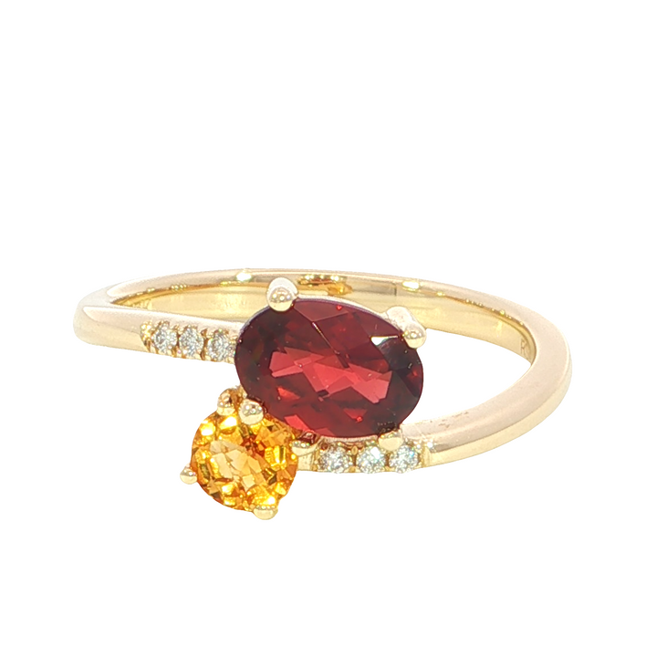 14k Yellow Gold Multi Shape Multi Gemstone Free Form Ring