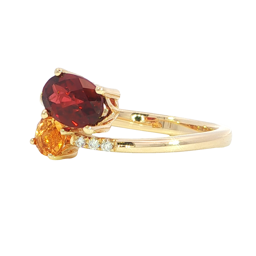 14k Yellow Gold Multi Shape Multi Gemstone Free Form Ring