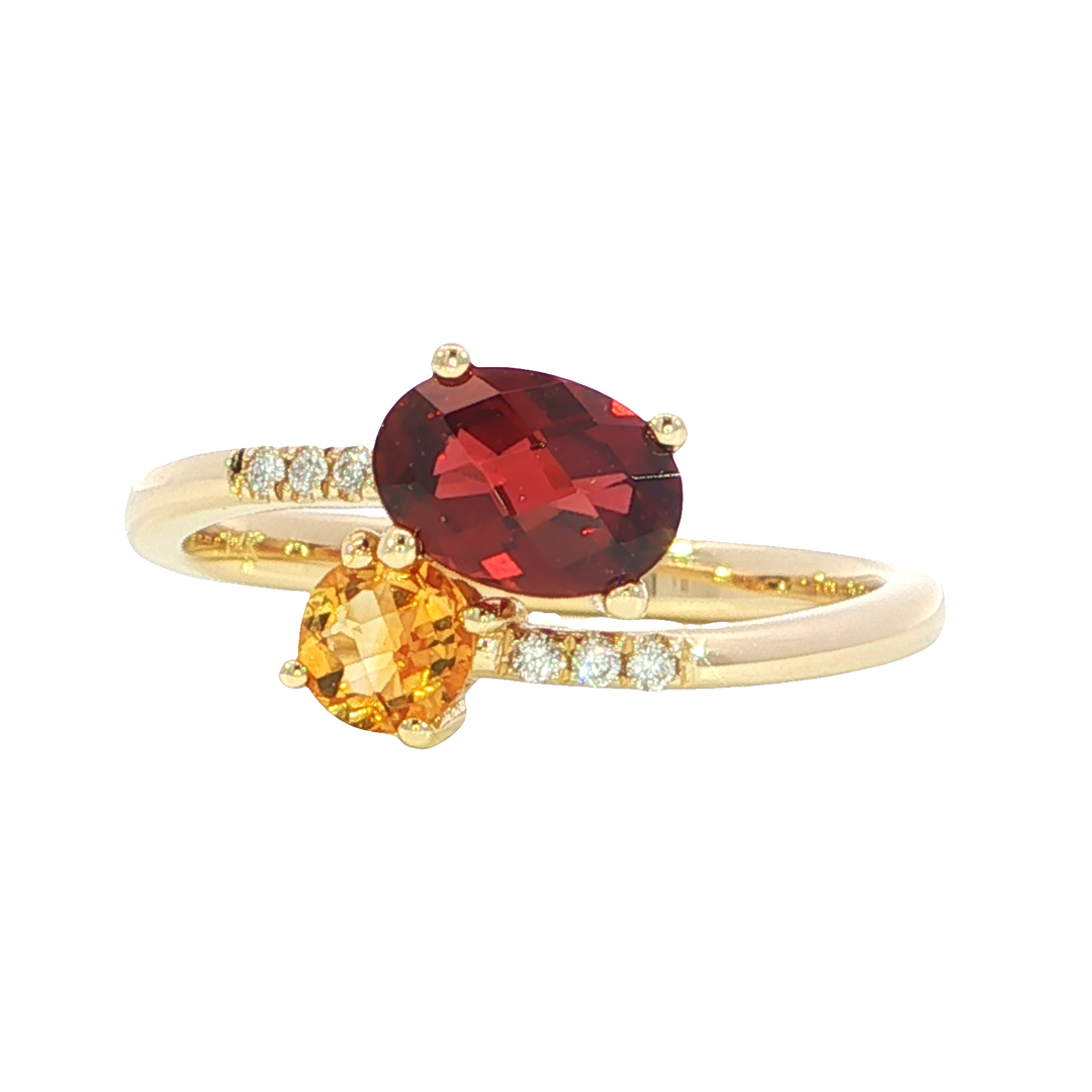 14k Yellow Gold Multi Shape Multi Gemstone Free Form Ring