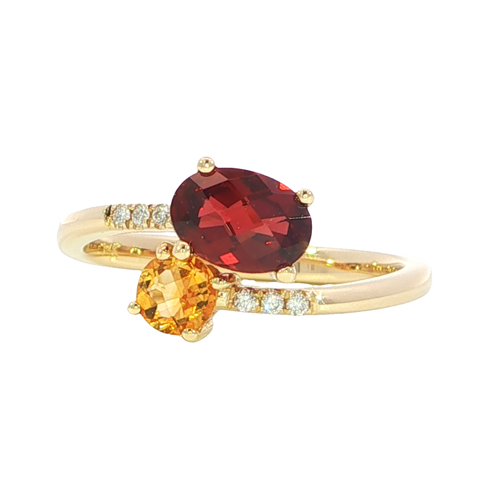 14k Yellow Gold Multi Shape Multi Gemstone Free Form Ring