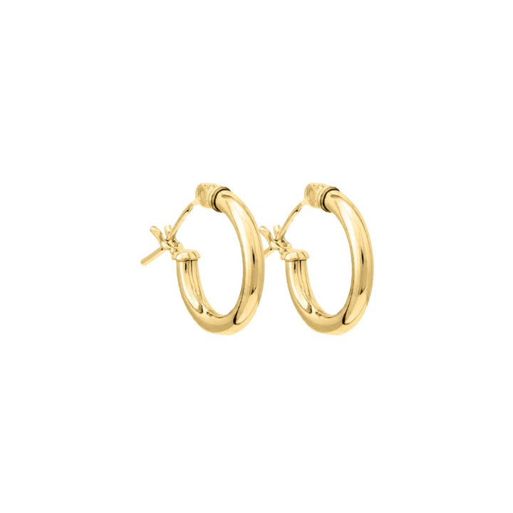 Child's Tube Hoop 14mm Earrings 14k Yellow Gold Polished