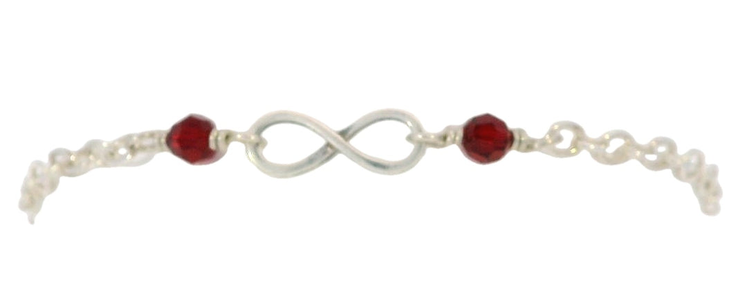 Sterling Silver Bead Imitation January Cable Link Infinity Bracelet