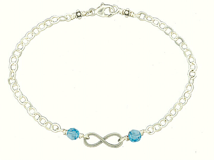 Sterling Silver Bead Imitation March Cable Link Infinity Bracelet