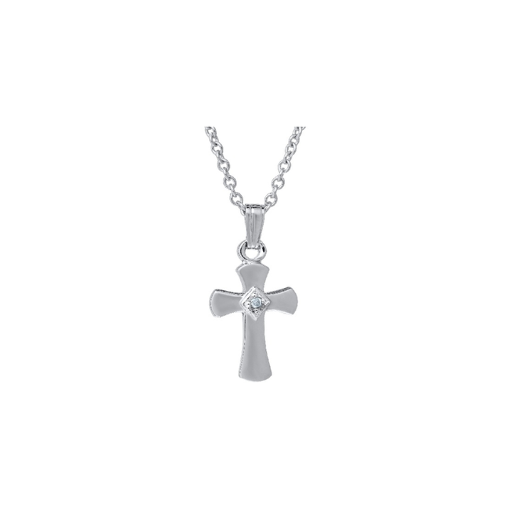 Children’s Diamond Cross Necklace, Sterling Silver
