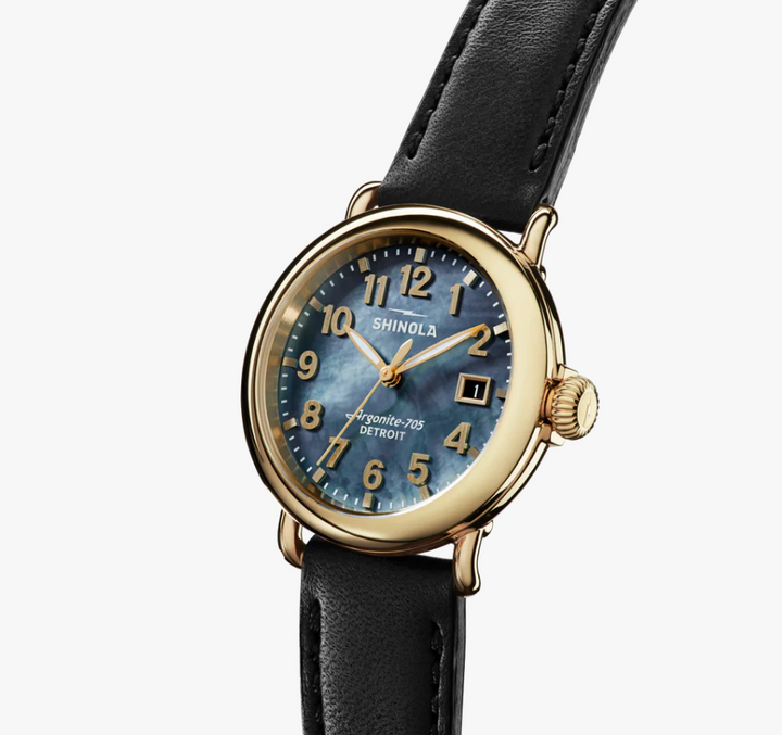 Shinola Black Mother of Pearl Runwell Unisex 36mm Quartz Watch with Hours-Minutes-Date S0120493246