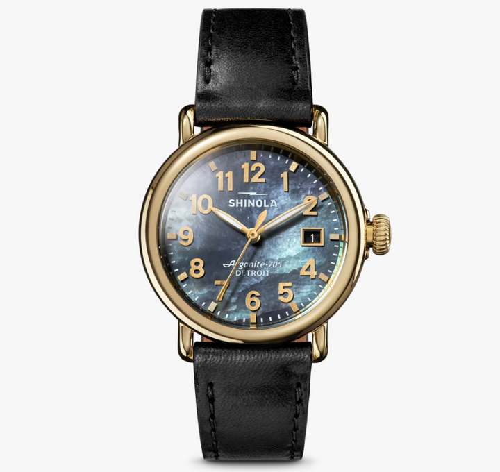 Shinola Black Mother of Pearl Runwell Unisex 36mm Quartz Watch with Hours-Minutes-Date S0120493246