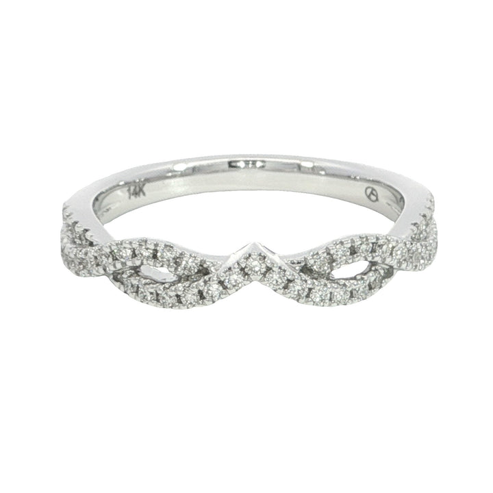 Curved Prong Set 14k White Gold Polished .20ct Diamond Band