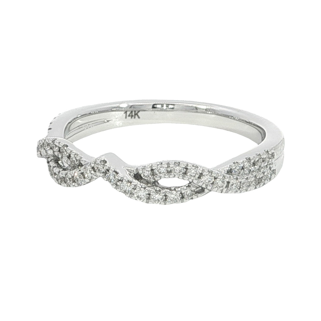 Curved Prong Set 14k White Gold Polished .20ct Diamond Band