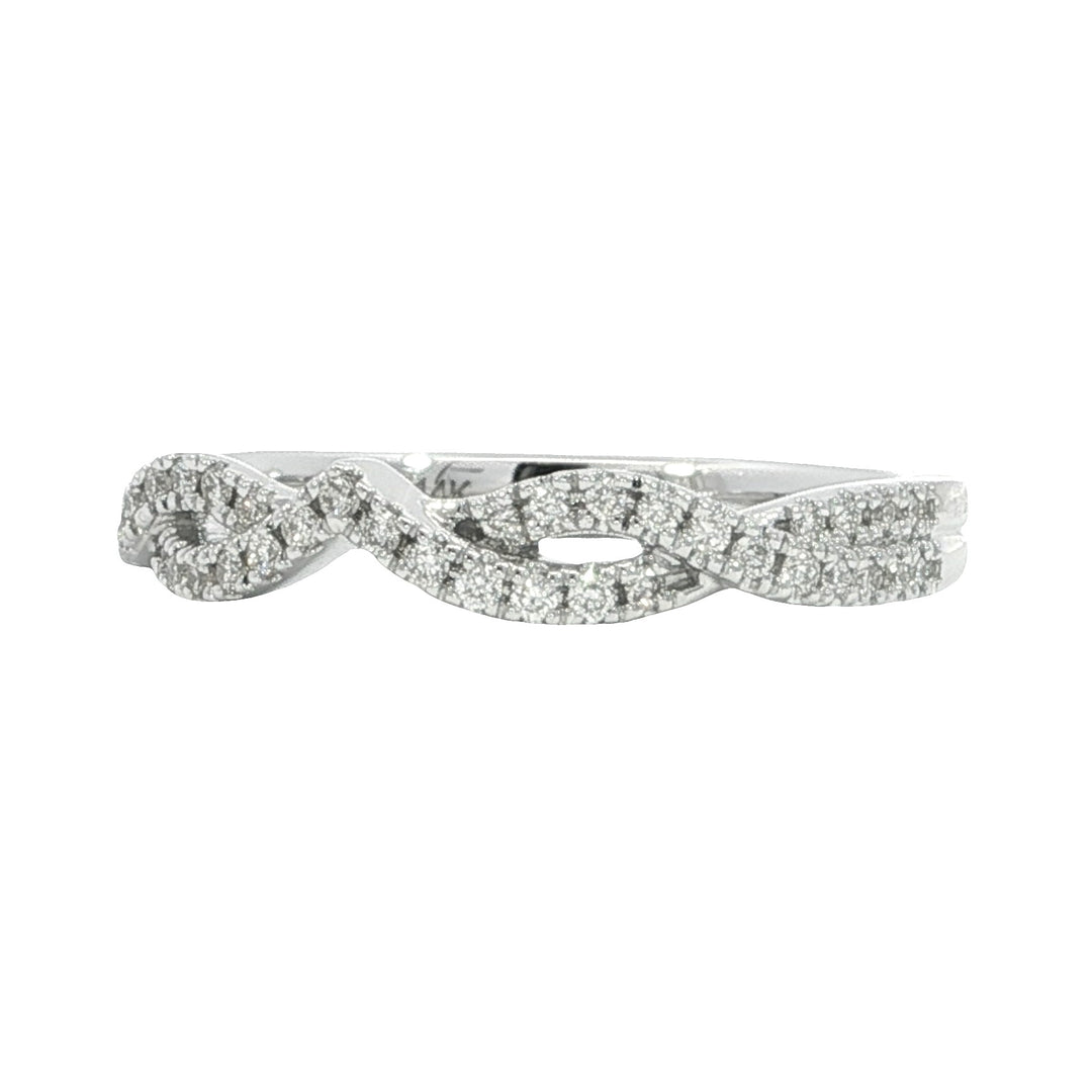 Curved Prong Set 14k White Gold Polished .20ct Diamond Band