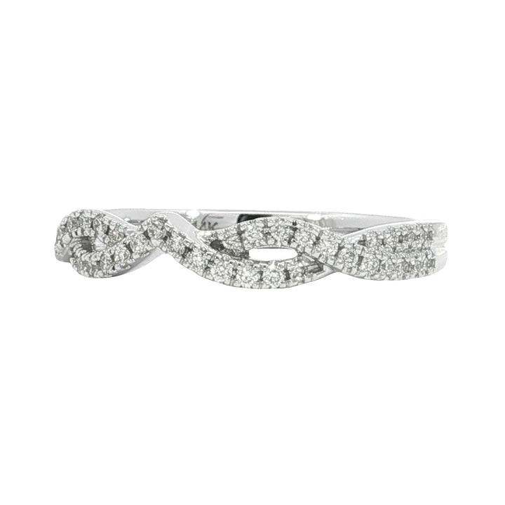 Curved Prong Set 14k White Gold Polished .20ct Diamond Band