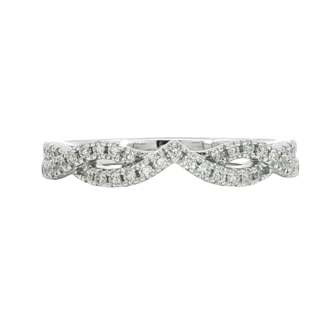 Curved Prong Set 14k White Gold Polished .20ct Diamond Band