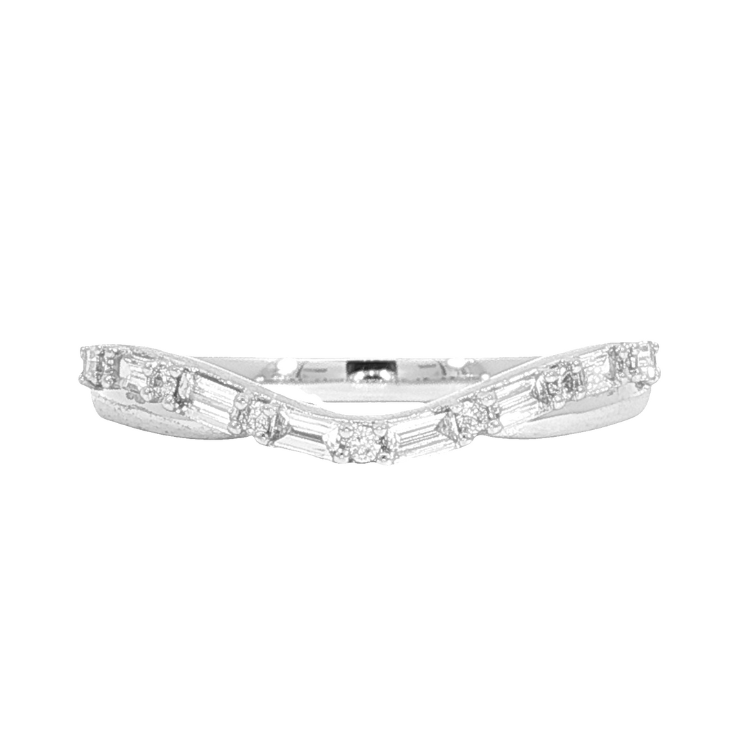 Curved Prong Set 14k White Gold Polished .26 Diamond Band