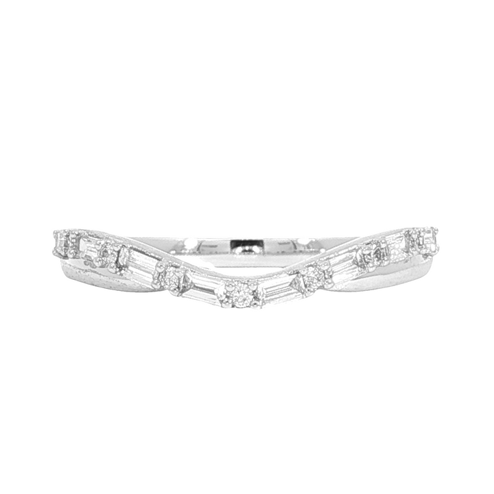 Curved Prong Set 14k White Gold Polished .26 Diamond Band