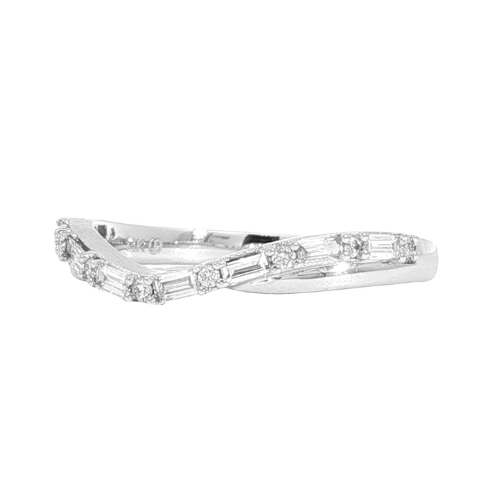 Curved Diamond Band, 14k White Gold