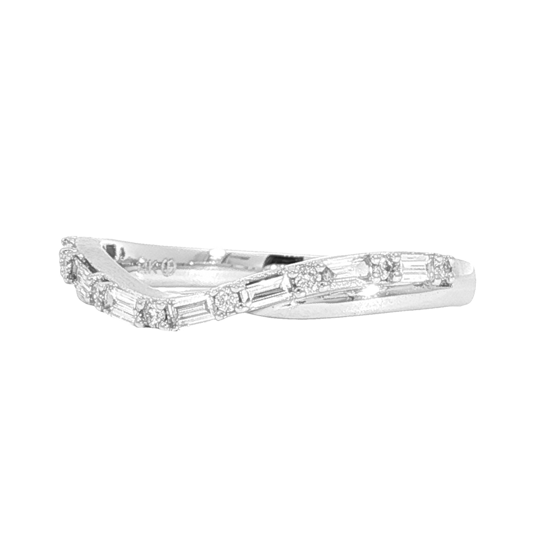 Curved Prong Set 14k White Gold Polished .26 Diamond Band