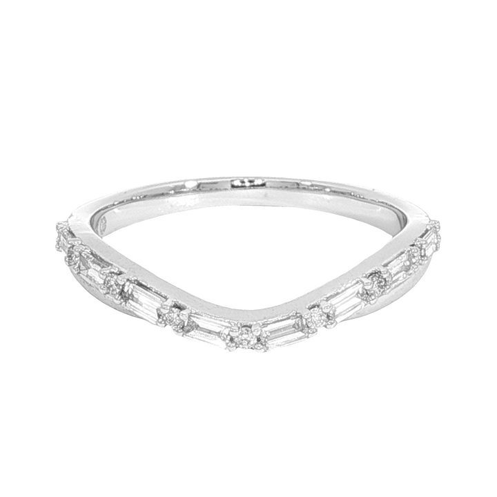 Curved Prong Set 14k White Gold Polished .26 Diamond Band