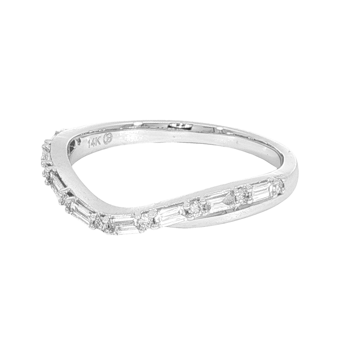 Curved Prong Set 14k White Gold Polished .26 Diamond Band