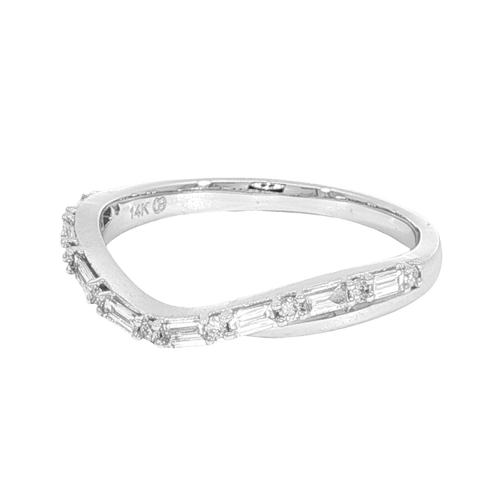 Curved Prong Set 14k White Gold Polished .26 Diamond Band