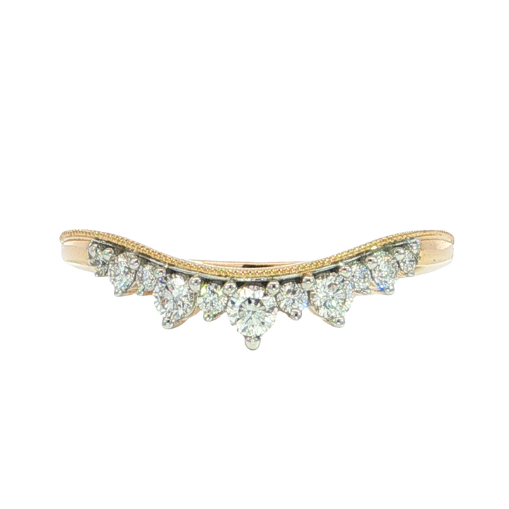 Diamond Curved Band, 14k Yellow Gold