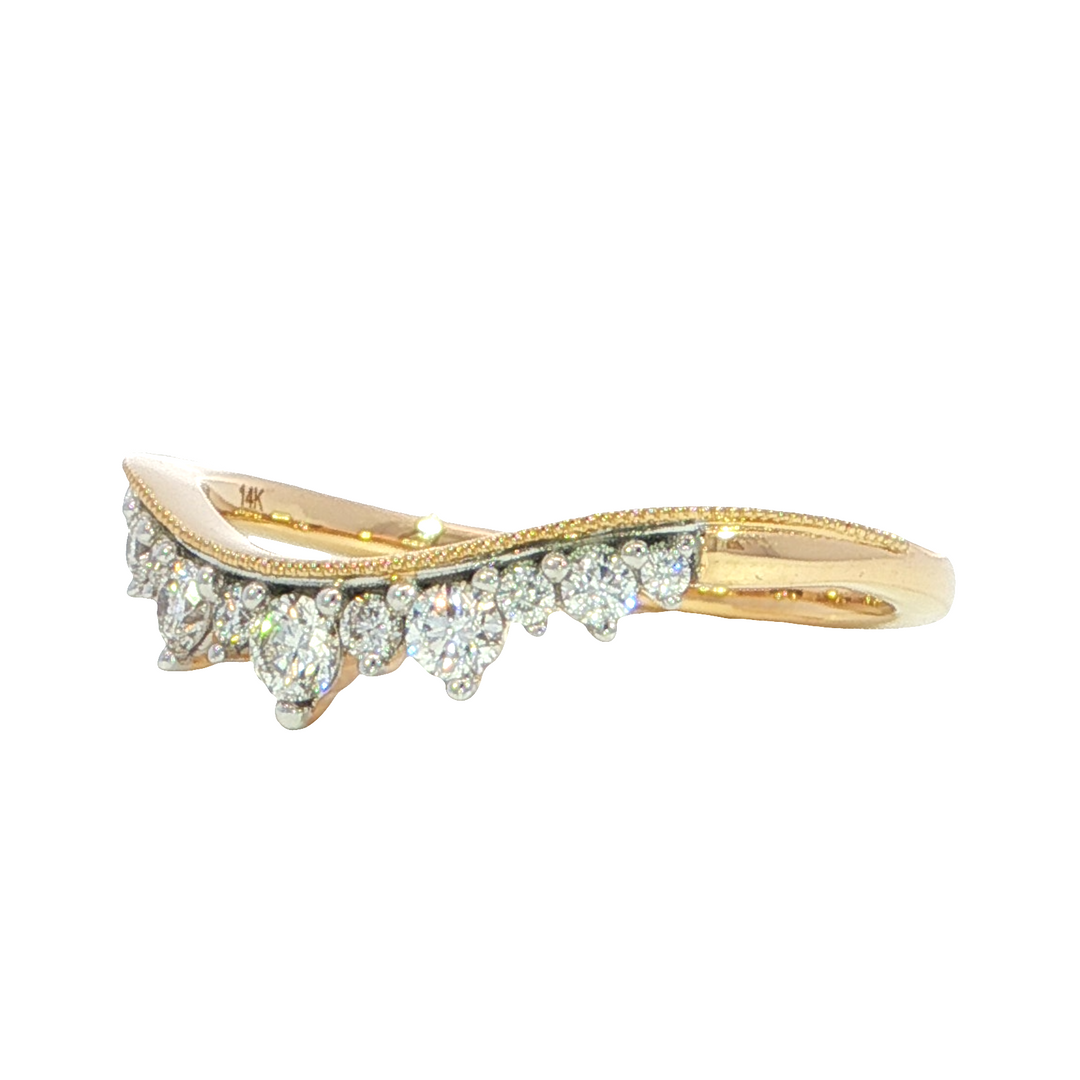 Diamond Curved Band, 14k Yellow Gold