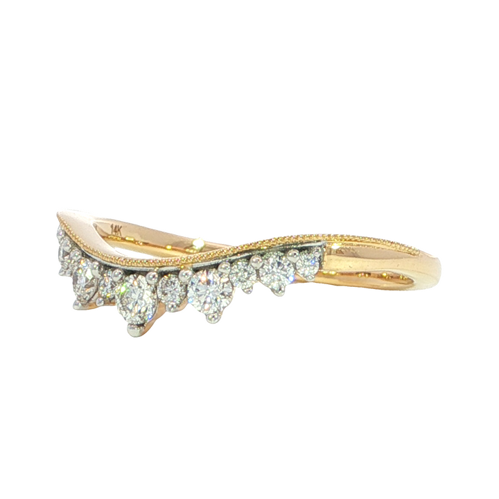 Diamond Curved Band, 14k Yellow Gold