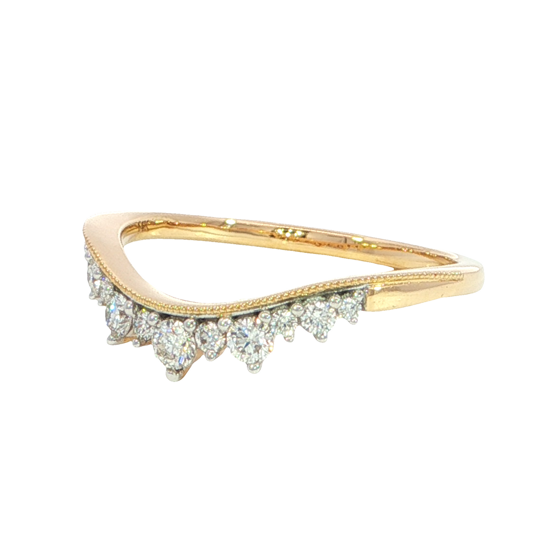 Diamond Curved Band, 14k Yellow Gold