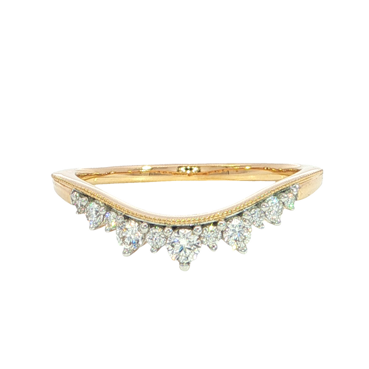 Diamond Curved Band, 14k Yellow Gold
