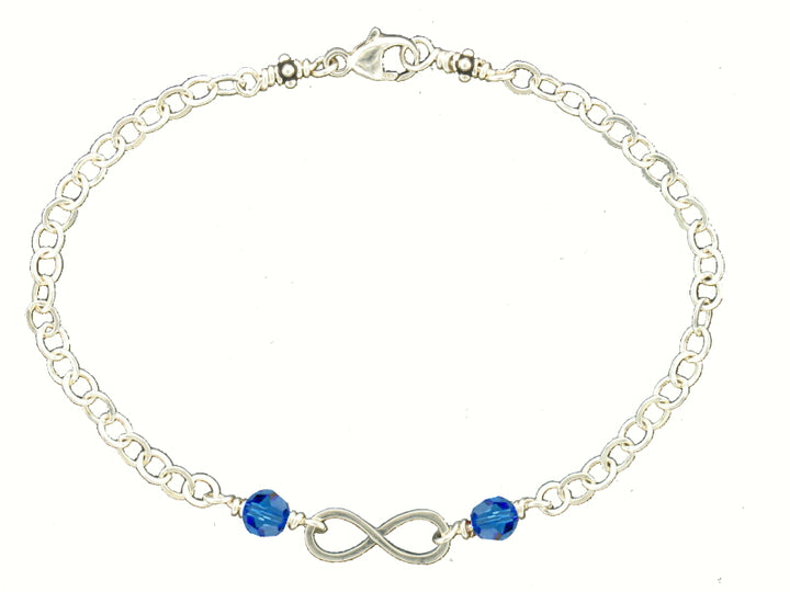 Sterling Silver White Gold Bead Imitation Infinity Bracelet