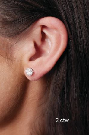 2.0ct Total Lab Grown Diamond 4 Prong Stud Earrings D color, VS2 Clarity 14k White Gold