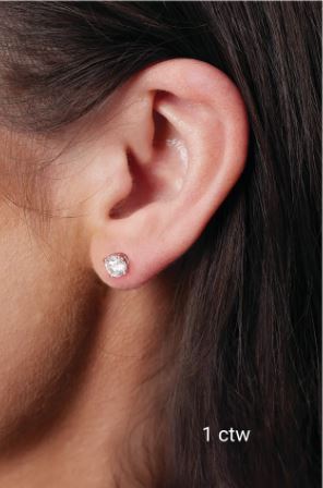 14k White Gold G Color, I2 Clarity 4 Prong Stud 1ct Total Natural Diamond Earrings