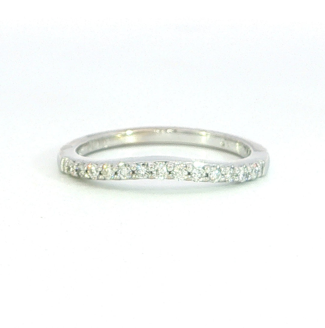 Nesting Ring 14k White Gold Polished .20ct Prong Set Gentle Curve Band