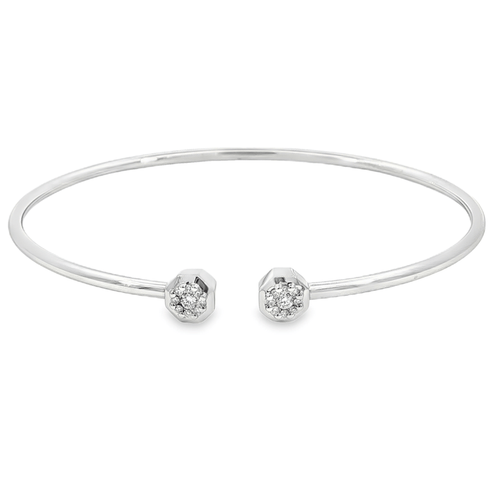 14k White Gold Bangle .14ct Total Diamond Bracelet