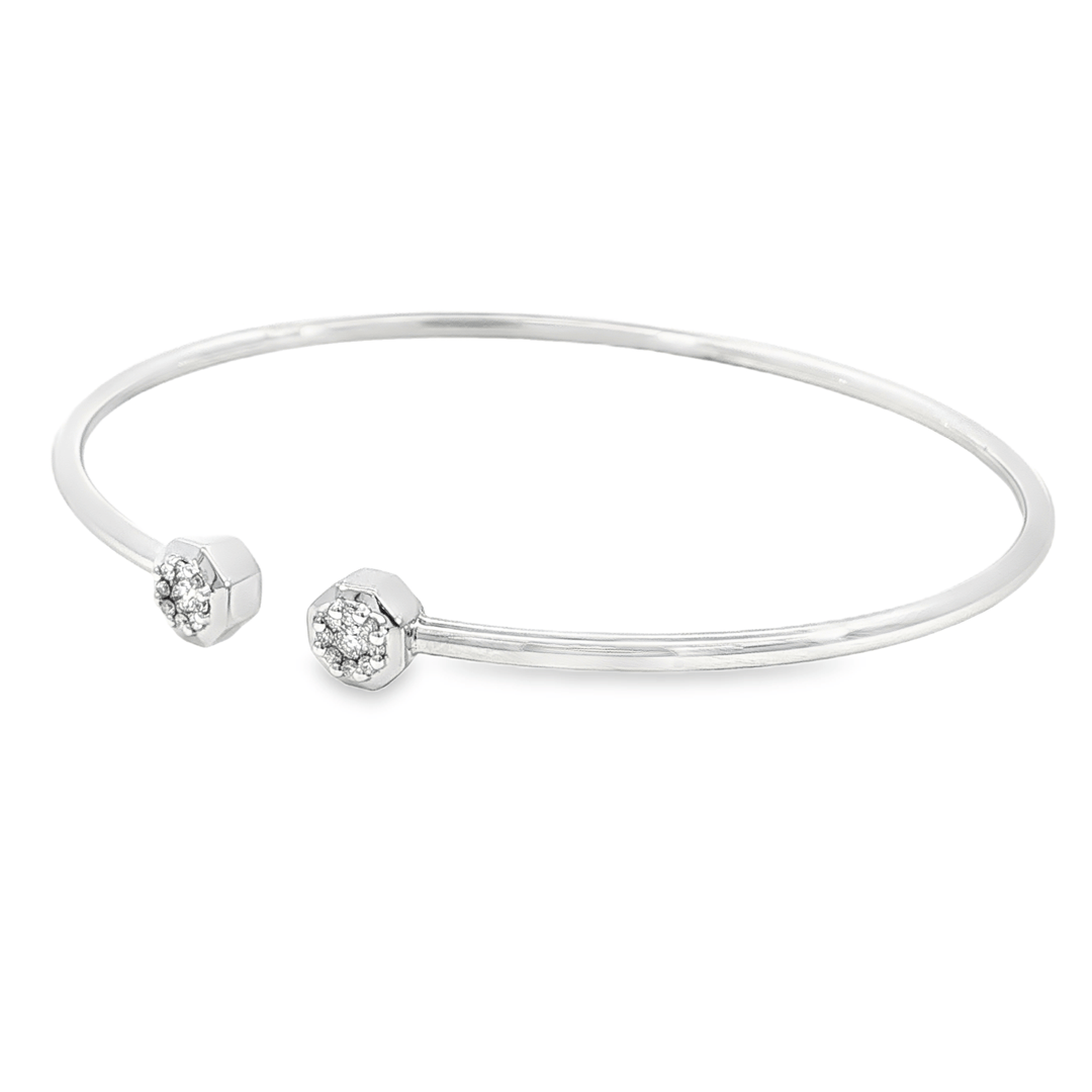 14k White Gold Bangle .14ct Total Diamond Bracelet