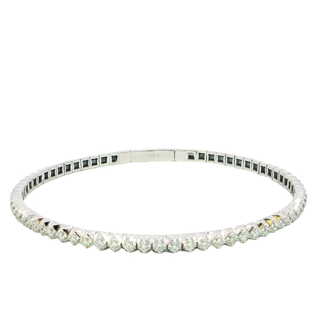 14k White Gold Bangle .92ct Total Diamond Bracelet