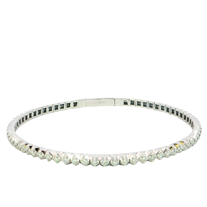 14k White Gold Bangle .92ct Total Diamond Bracelet