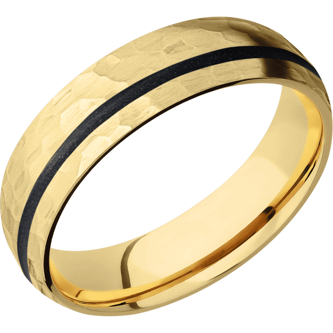 14K Yellow Gold + Hammer , Hammer Finish