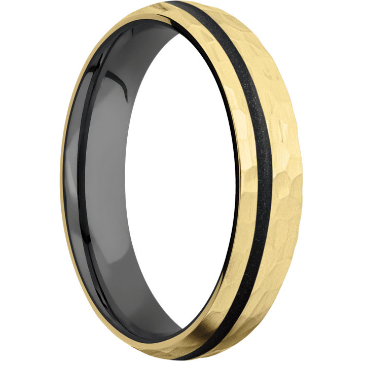 10K Yellow Gold + Hammer , Hammer Finish + Zirconium