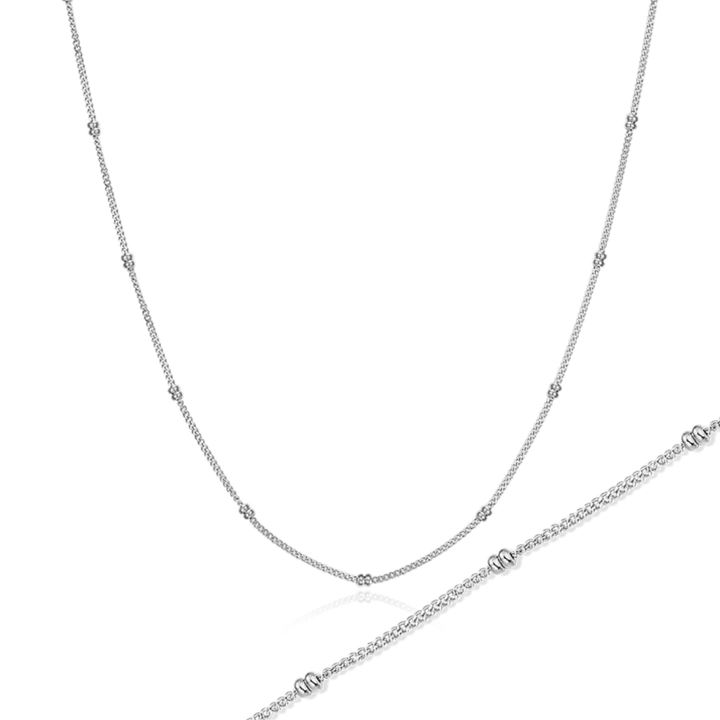 Beaded Sterling Silver Lab Grown Diamond Chain