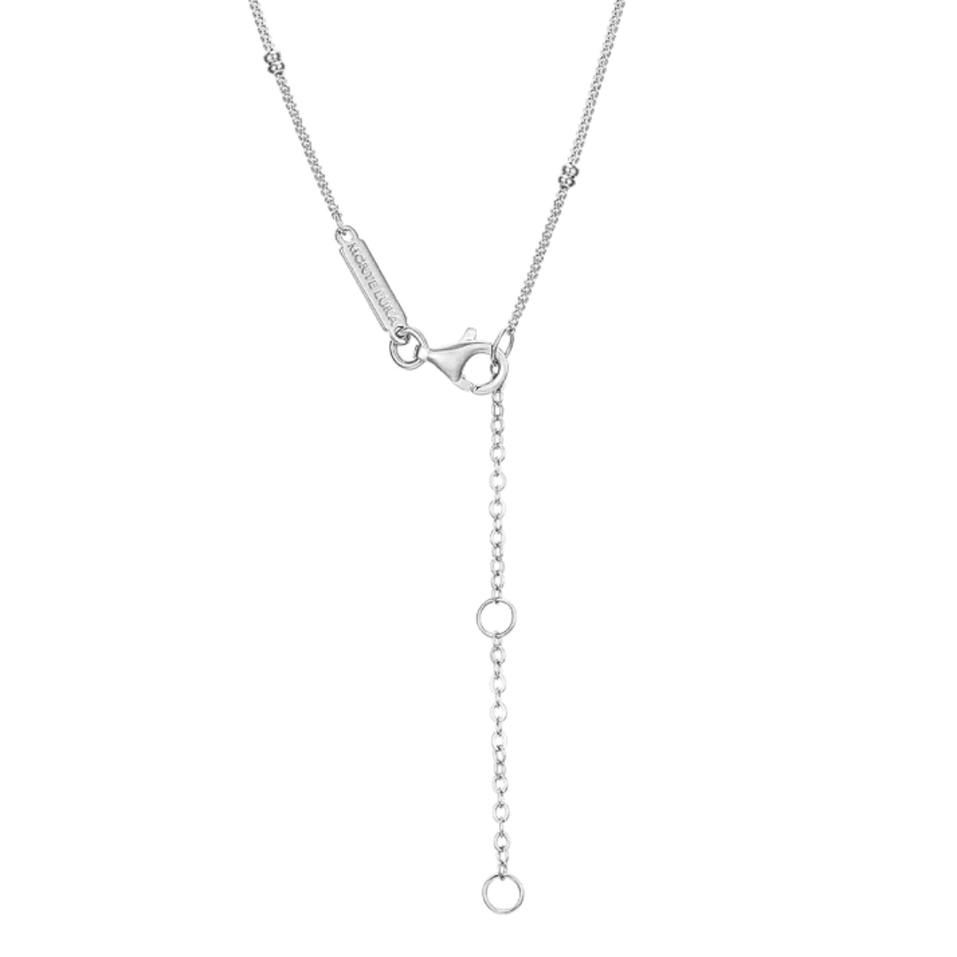 Beaded Sterling Silver Lab Grown Diamond Chain