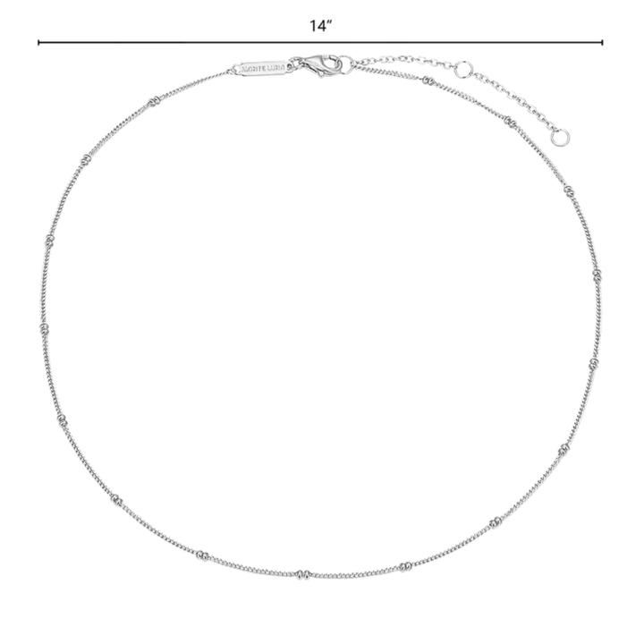 Beaded Sterling Silver Lab Grown Diamond Chain